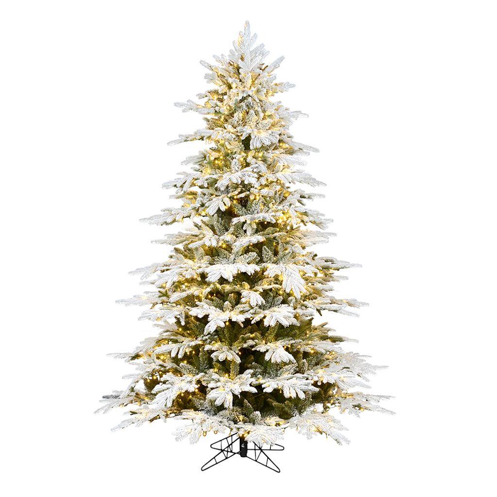 6.5' x 57" Artificial Flocked Kamas Fraiser Fir 1200 Warm White Low Voltage LED Lights 1