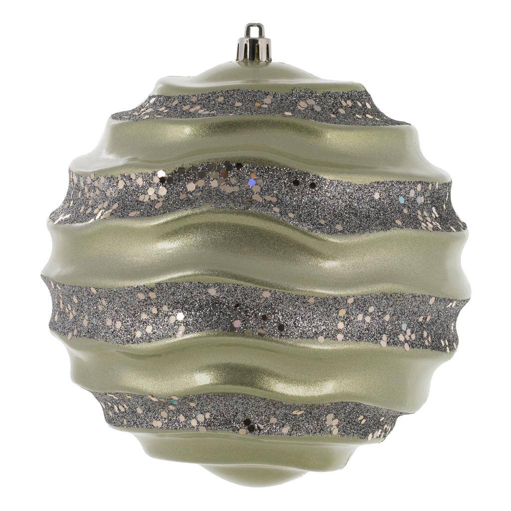 6" Limestone Candy Glitter Wave Ball Ornament 1