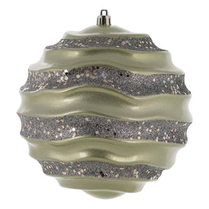 6" Limestone Candy Glitter Wave Ball Ornament 1