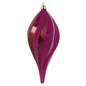 12" Berry Red Candy Glitter Swirl Drop Ornament 1