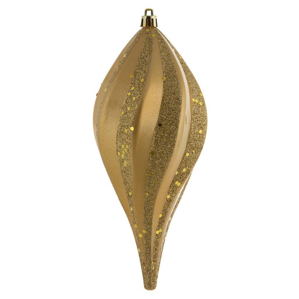12" Copper Gold Candy Glitter Swirl Drop Ornament 1