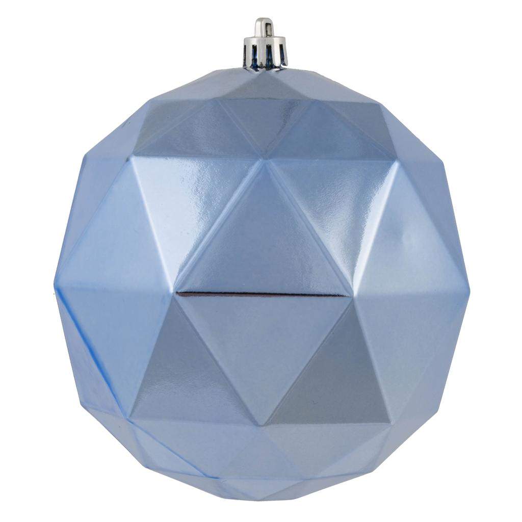 4.75" Periwinkle Shiny Geometric Ball Ornament (4 pack) 1
