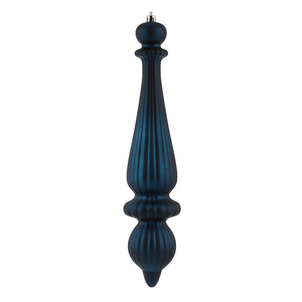 14" Midnight Blue Matte Finial Drop Ornament 1
