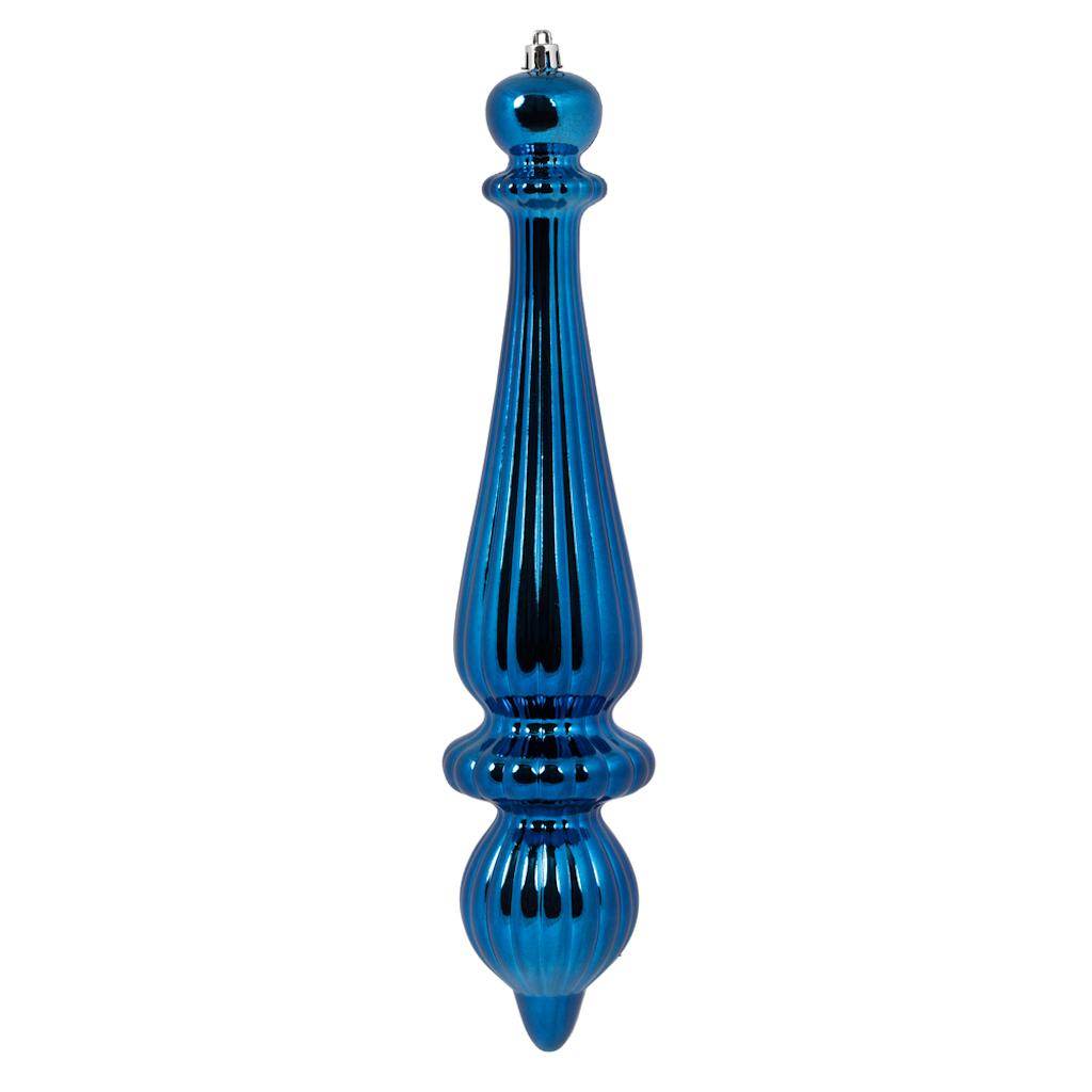 14" Midnight Blue Shiny Finial Drop Ornament 1