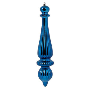 14" Midnight Blue Shiny Finial Drop Ornament 1
