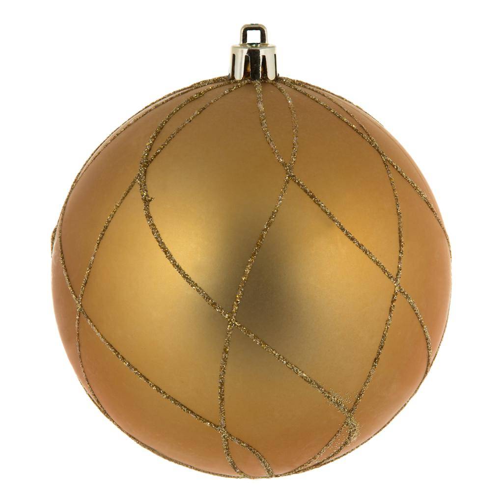 4" Copper Gold Matte Glitter Swirl Ornament (4 pack) 1