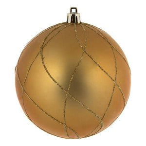 4" Copper Gold Matte Glitter Swirl Ornament (4 pack) 1