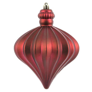 6" Berry Red Matte Onion Drop Ornament (4 pack) 1