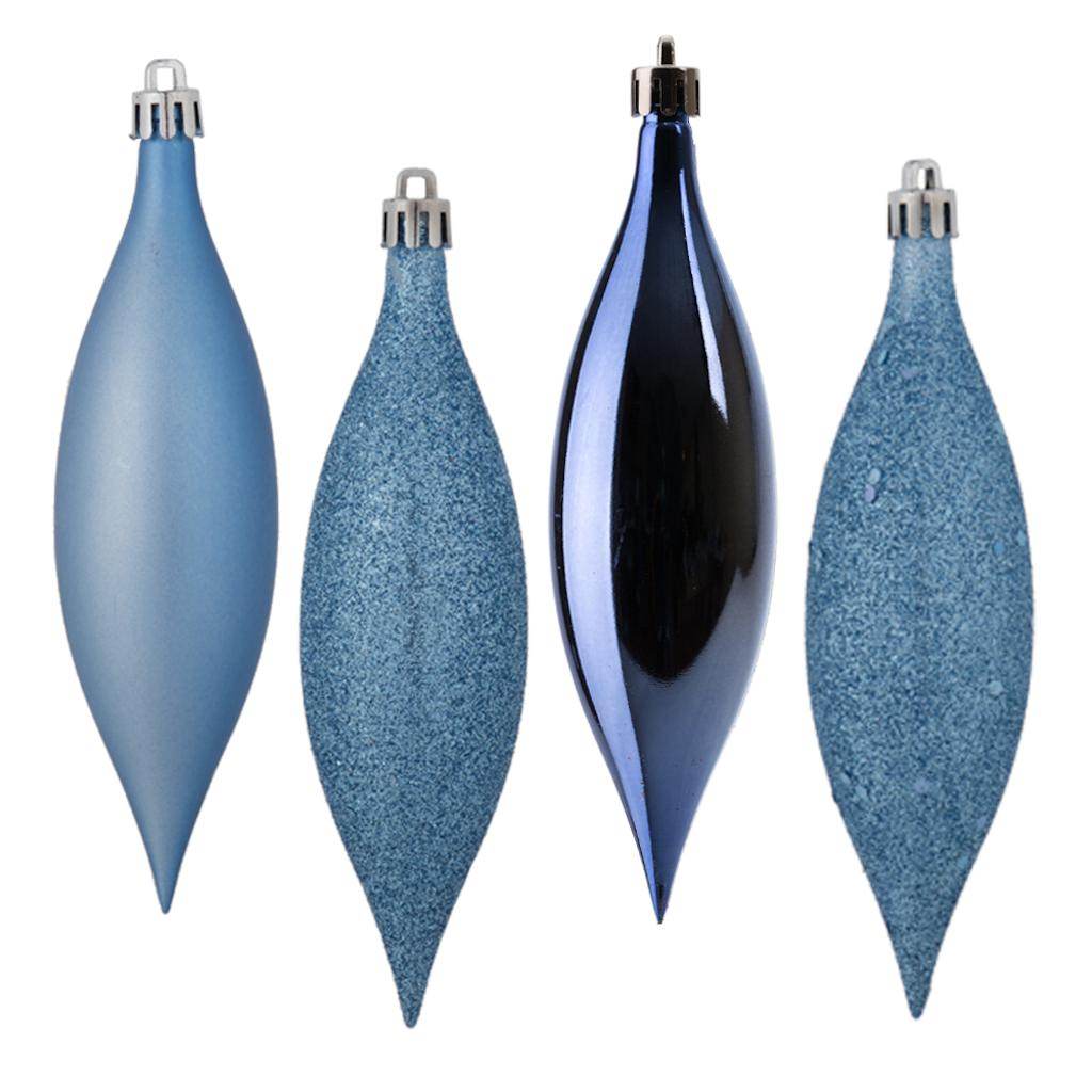 5.5" Periwinkle 4 Assorted Finish Drop Ornament (8 pack) 1