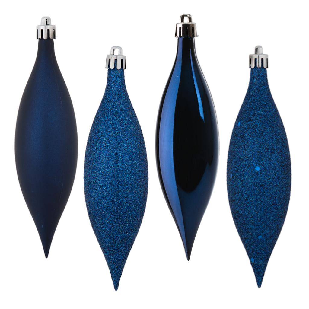 5.5" Midnight Blue 4 Assorted Finish Drop Ornament (8 pack) 1
