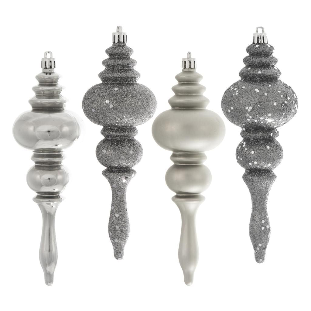 7" Limestone 4 Assorted Finish Finial Ornament (8 pack) 1