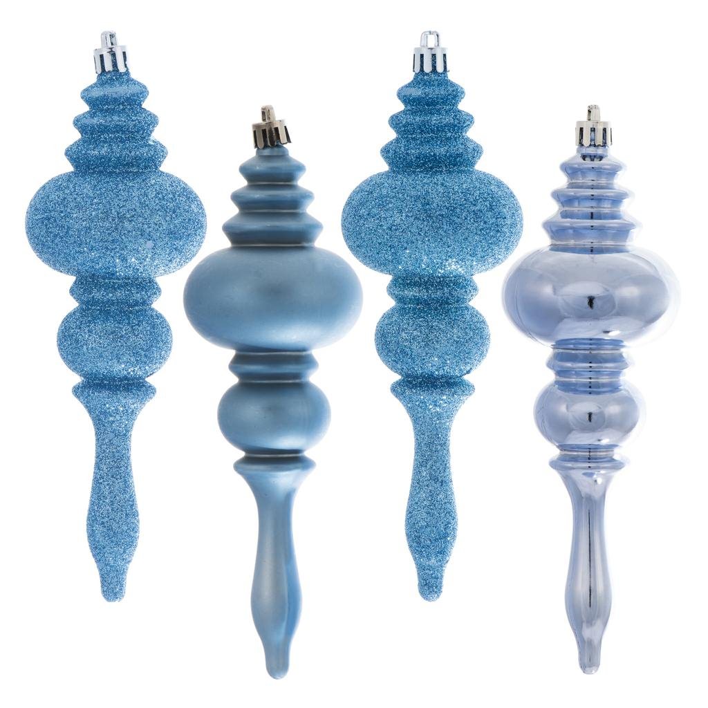 7" Periwinkle 4 Assorted Finish Finial Ornament (8 pack) 1