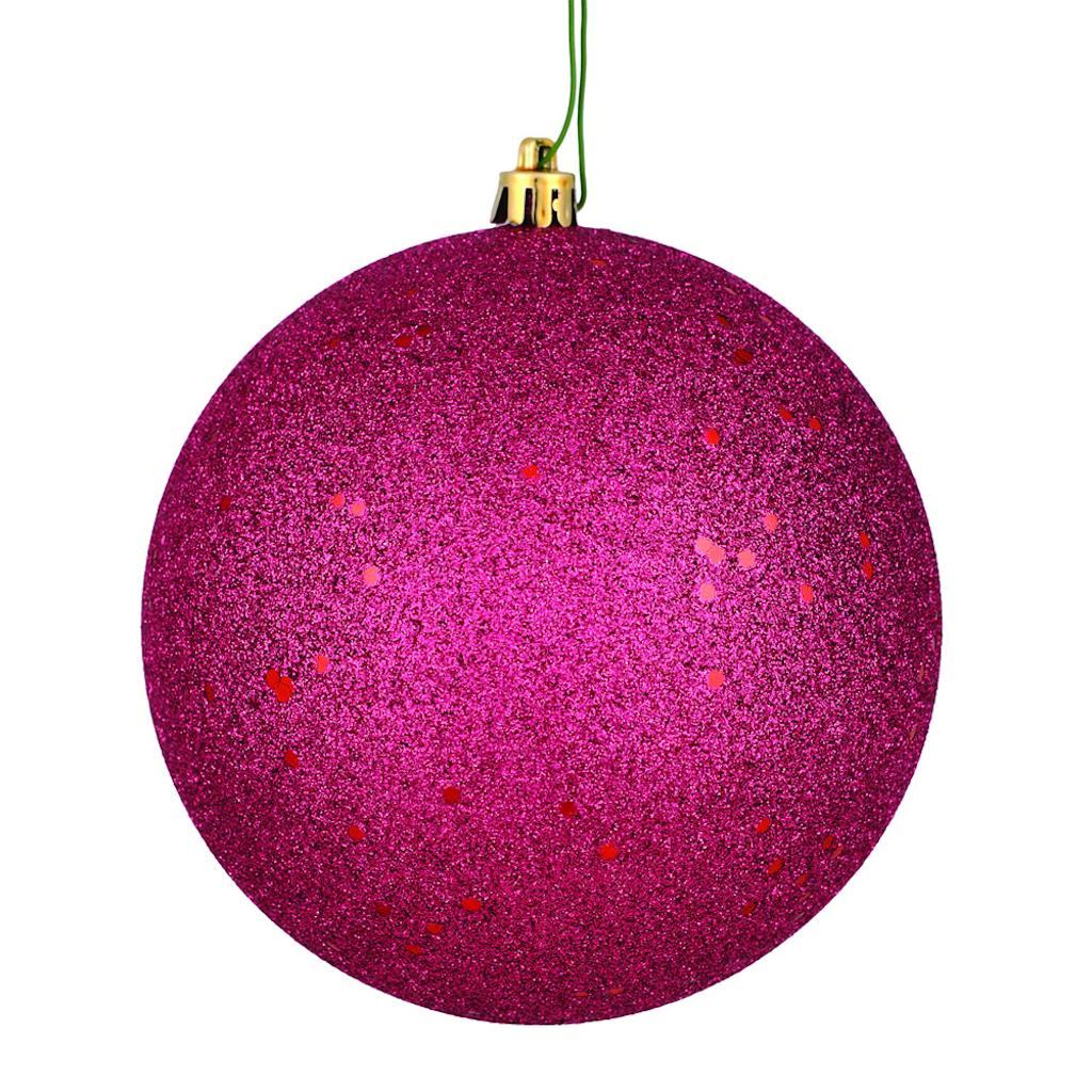 4" Berry Red Sequin Ball Ornament (6 pack) 1