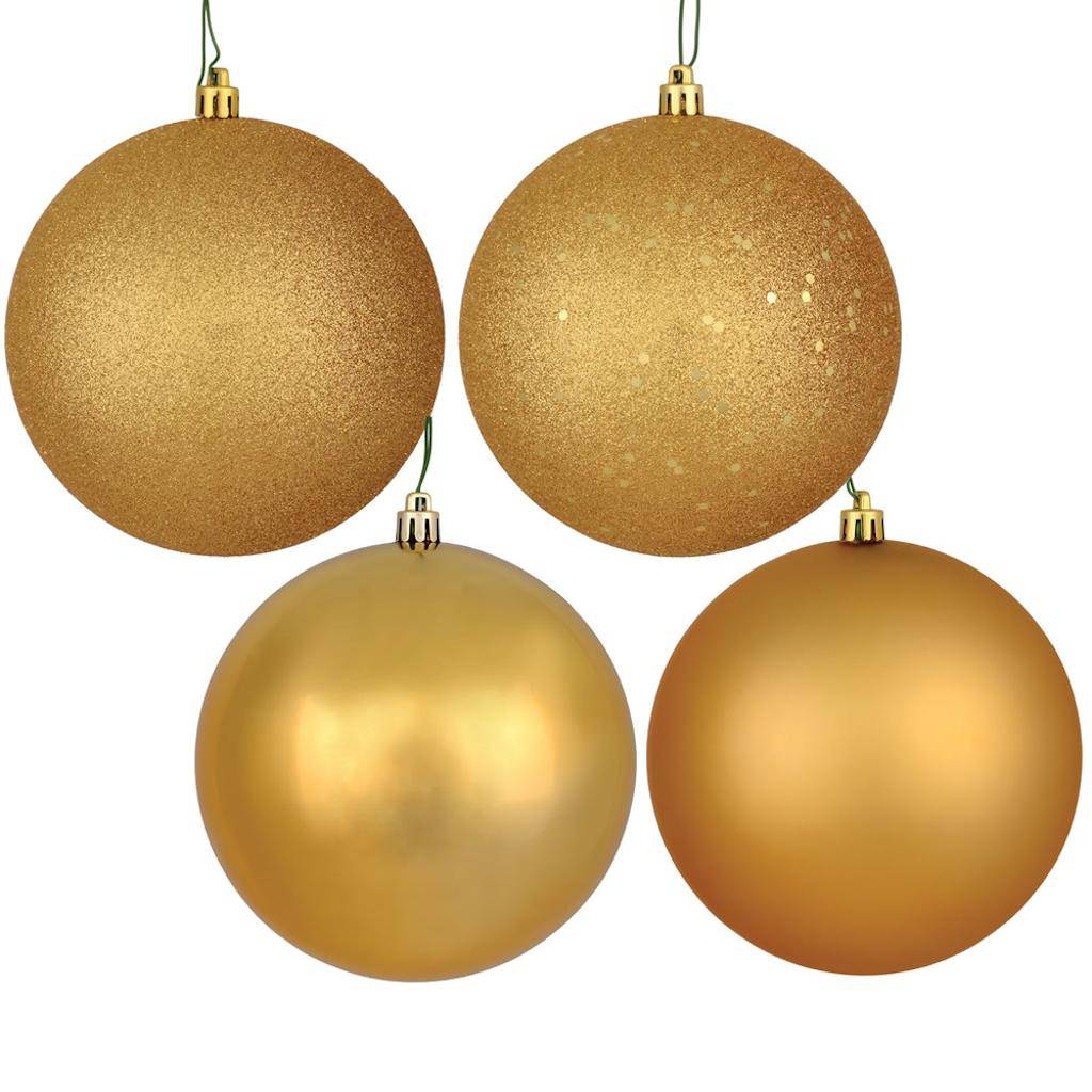 6" Copper Gold 4 Finish Matte / Shiny / Sequin / Glitter Ball Ornament (set of 4) 1