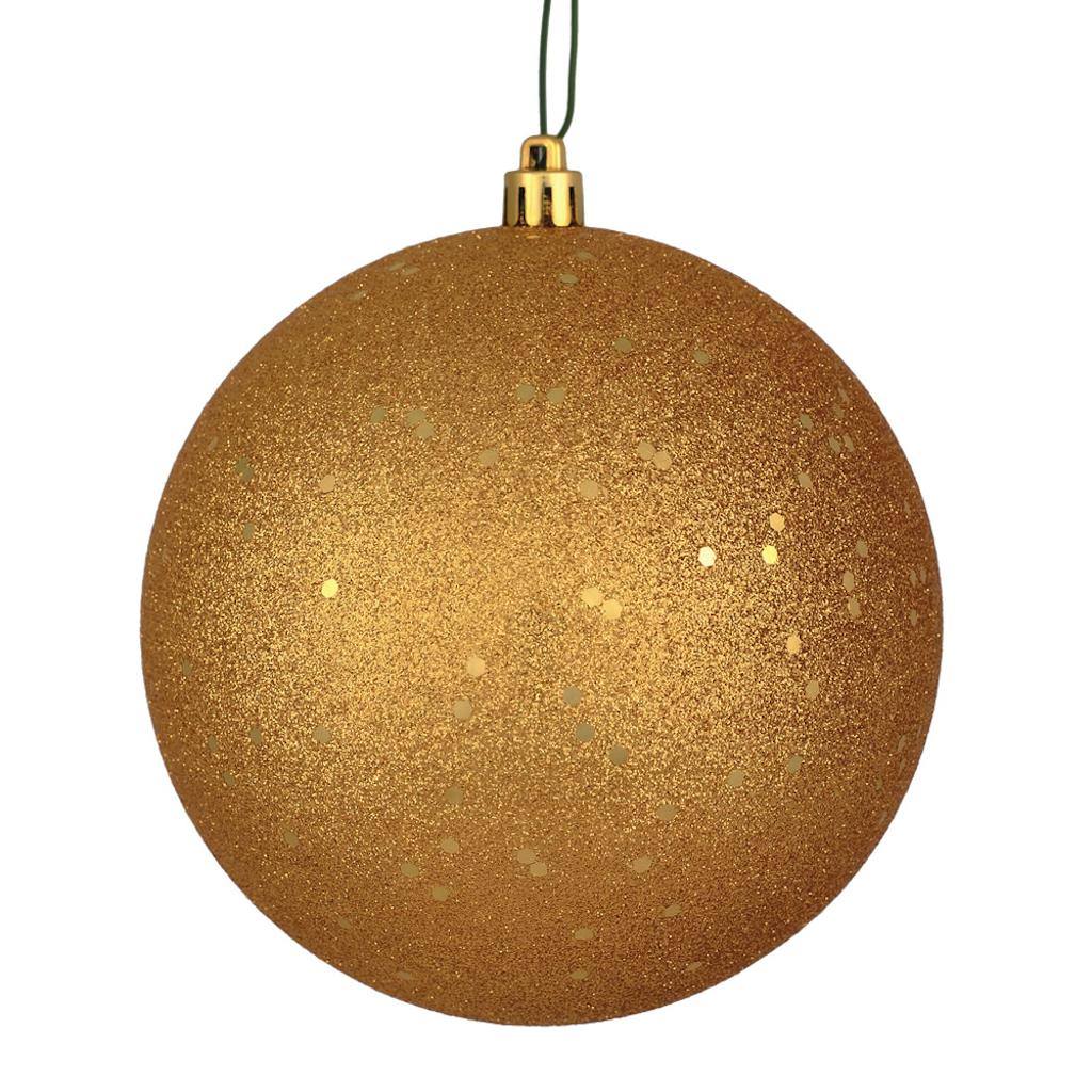 6" Copper Gold Sequin Ball Ornament (4 pack) 1