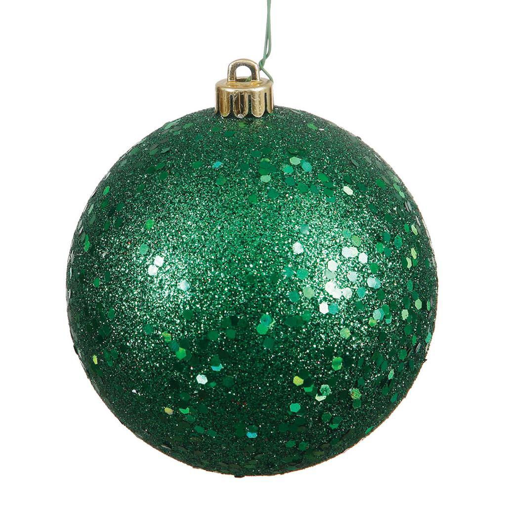 4.75" Emerald Sequin Ball Ornament (4 pack) 1