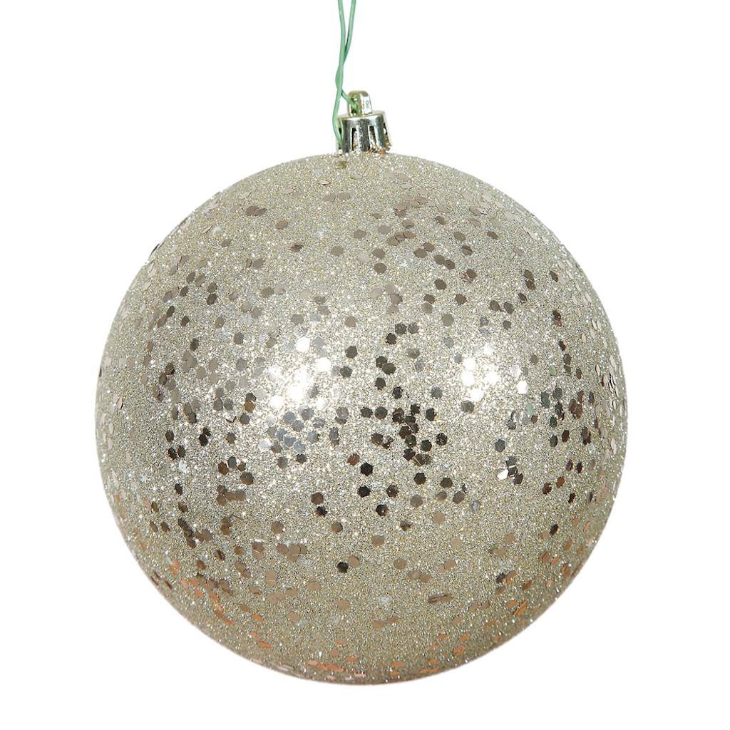 4.75" Champagne Sequin Ball Ornament (4 pack) 1