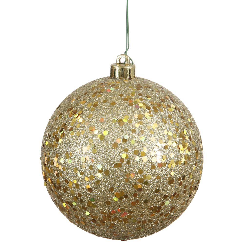 4.75" Gold Sequin Ball Ornament (4 pack) 1