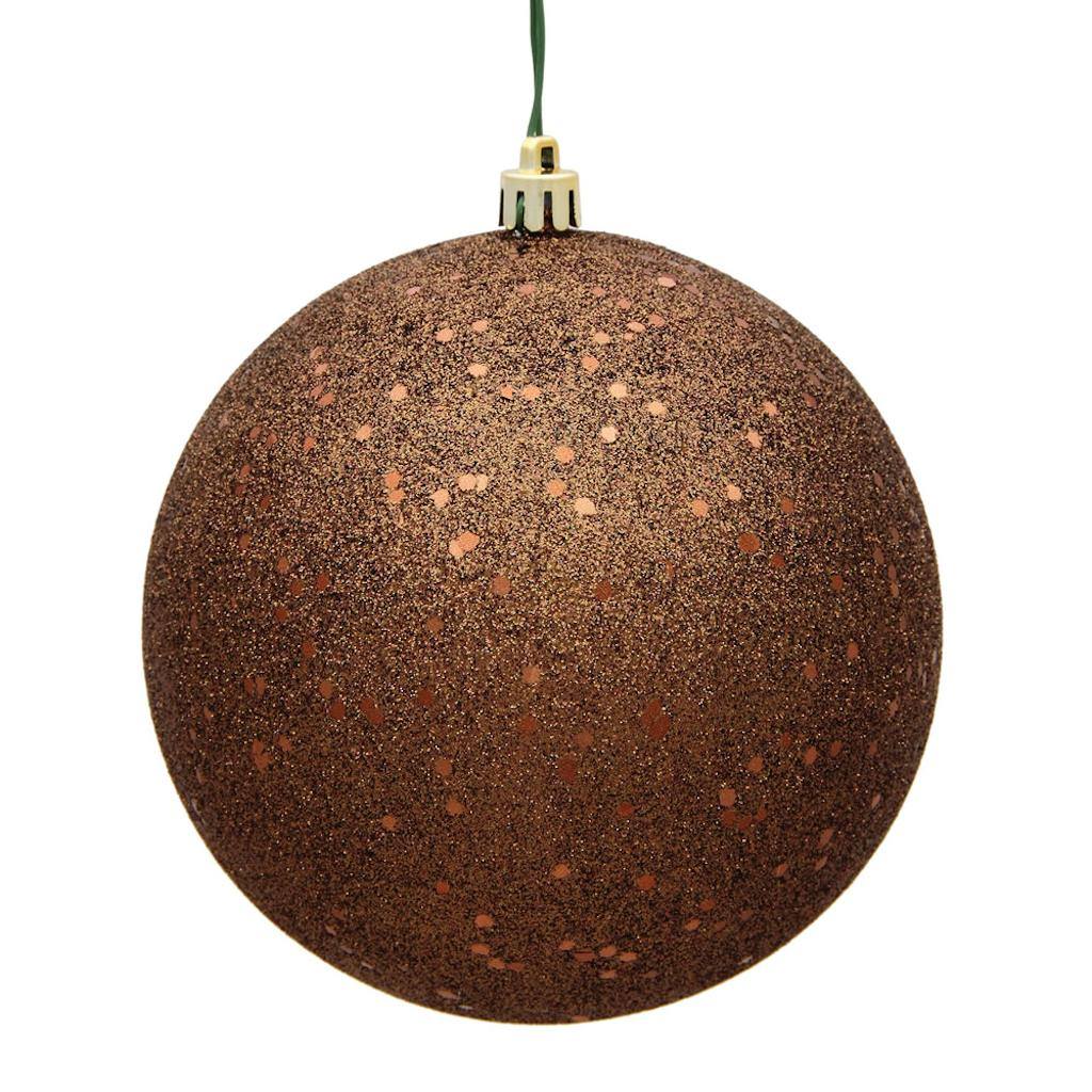 4.75" Mocha Sequin Ball Ornament (4 pack) 1
