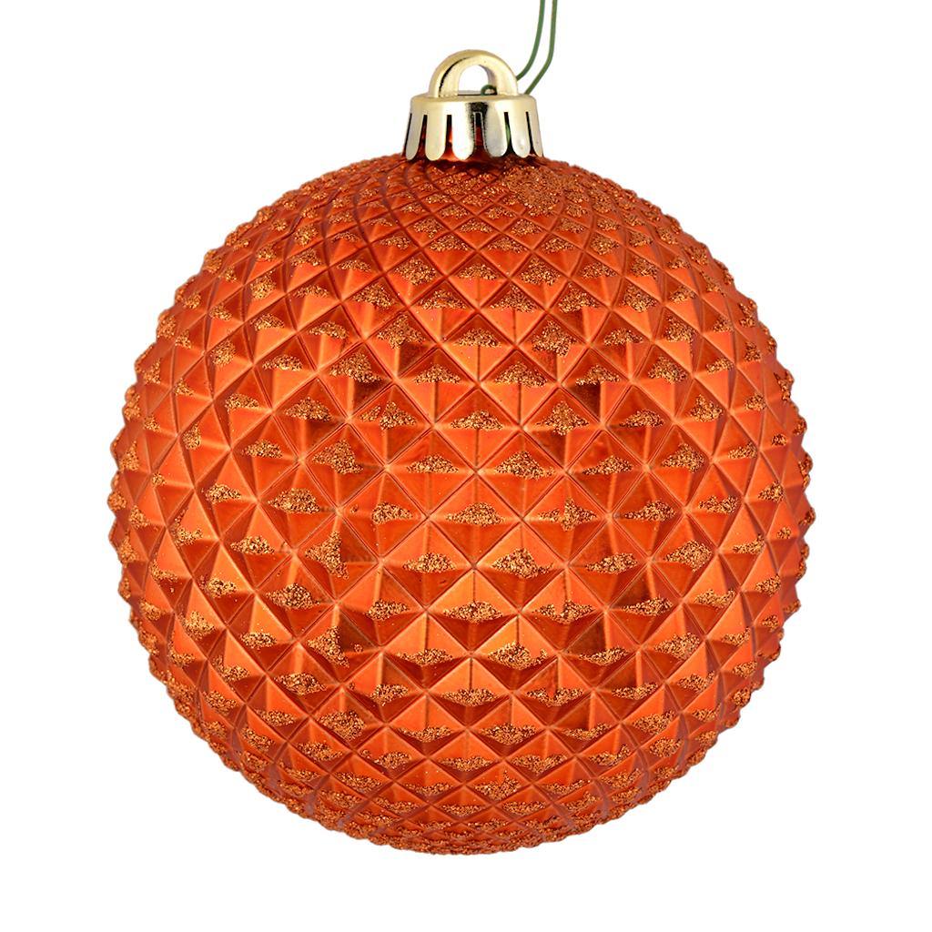 6" Burnished Orange Durian Glitter Ball Ornament (4 pack) 1