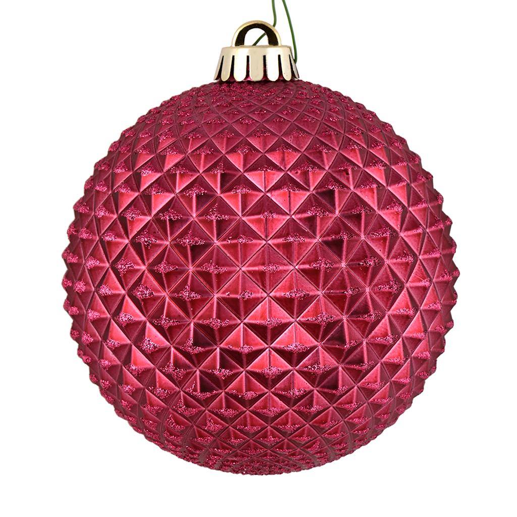 6" Berry Red Durian Glitter Ball Ornament (4 pack) 1