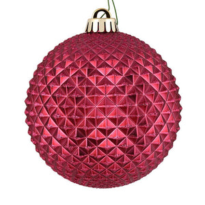 6" Berry Red Durian Glitter Ball Ornament (4 pack) 1