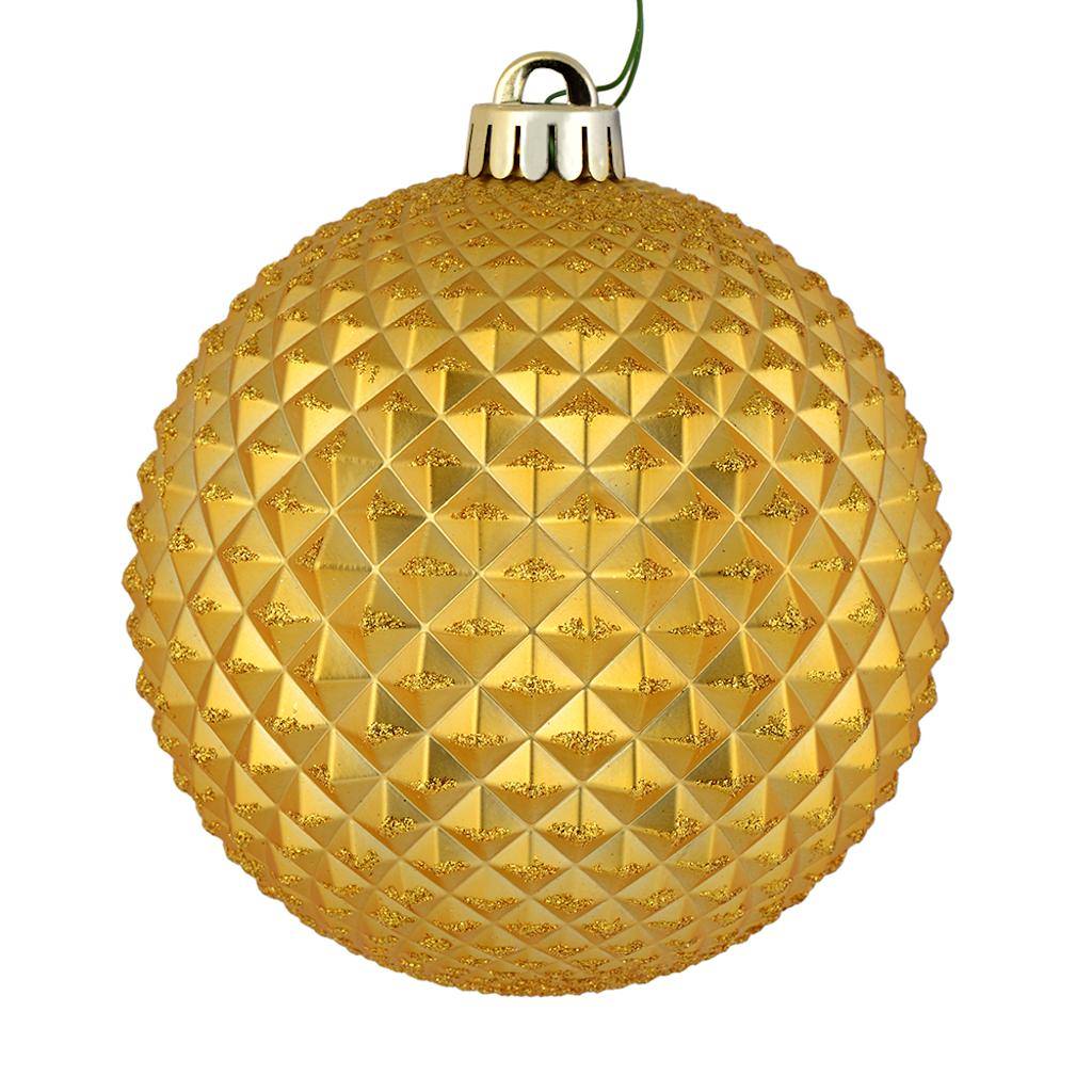 6" Honey Gold Durian Glitter Ball Ornament (4 pack) 1