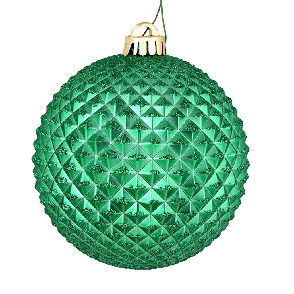 6" Seafoam Green Durian Glitter Ball Ornament (4 pack) 1