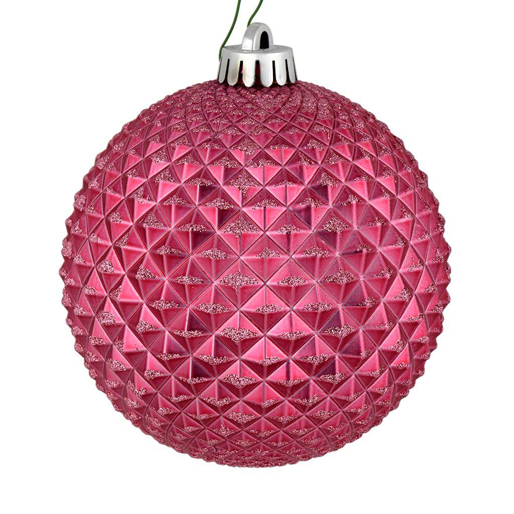 6" Mauve Durian Glitter Ball Ornament (4 pack) 1