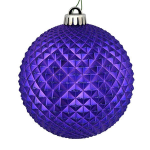 6" Purple Durian Glitter Ball Ornament (4 pack) 1