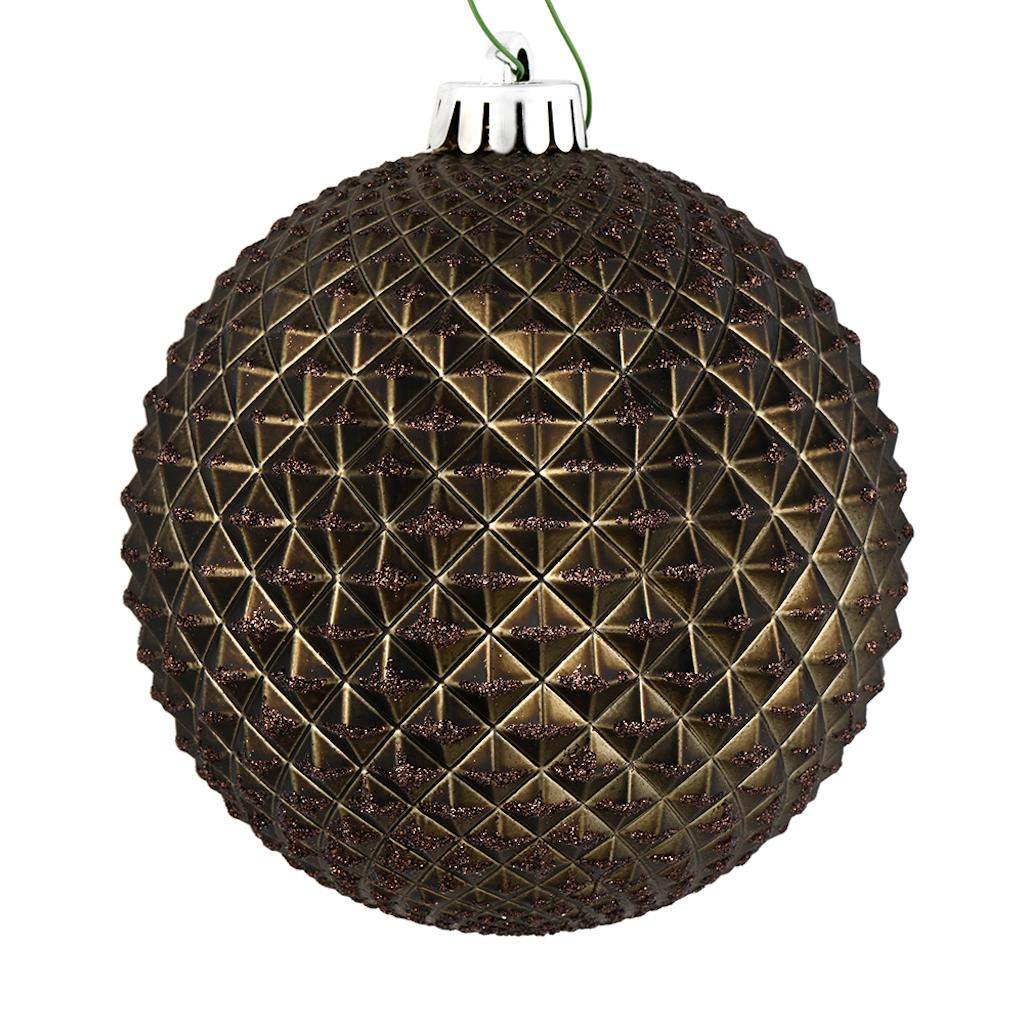 6" Gunmetal Durian Glitter Ball Ornament (4 pack) 1