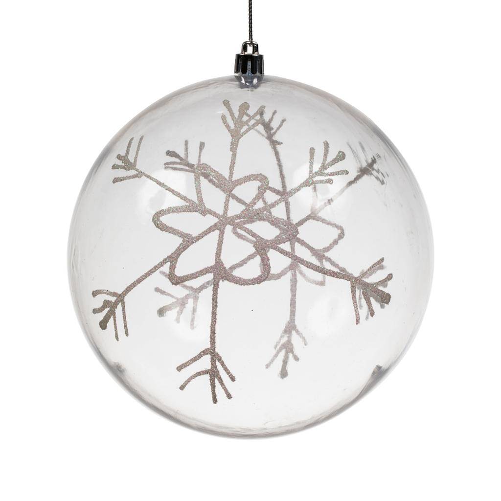 6" Clear with White Glitter Swirl Matte Christmas Ornament (3 Pack) 1