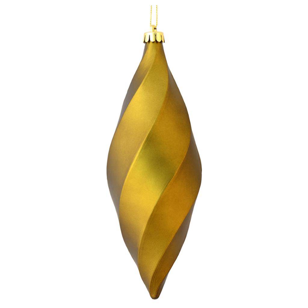 8" Olive Matte Swirl Finial Ornament (6 pack) 1