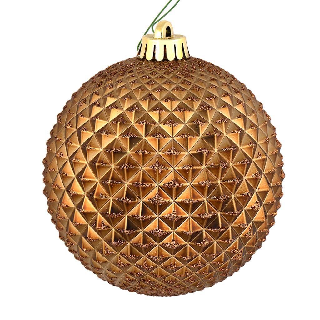 6" Mocha Durian Glitter Ball Ornament (4 pack) 1