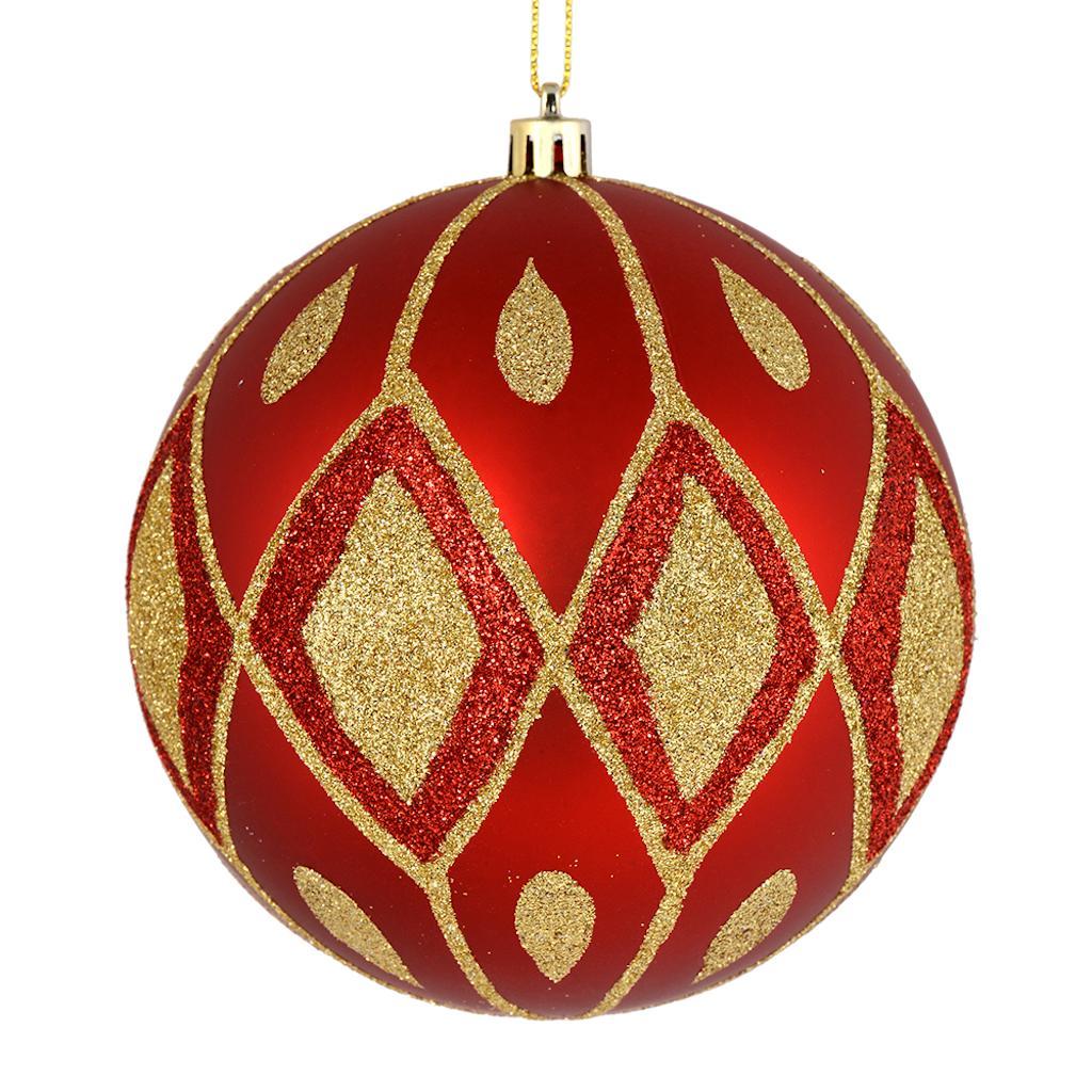 4.75" Wrought Iron Matte Glitter Diamond Ball Ornament (4 pack) 1
