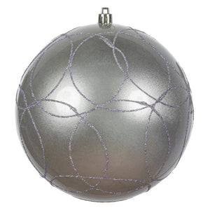 6" Lilac Candy Circle Glitter Ball Ornament (3 pack) 1