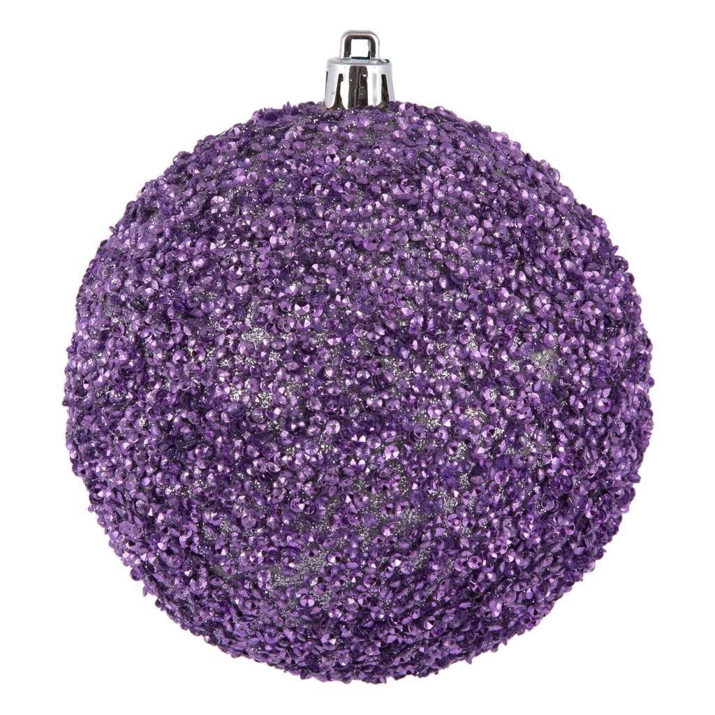 6" Lilac Beaded Ball Ornament (4 pack) 1