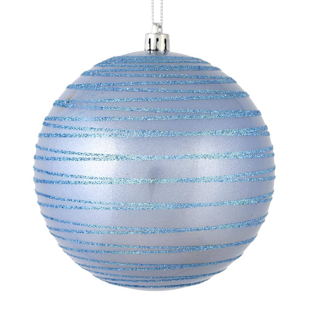 6" Lilac Candy Glitter Ball Ornament (3 pack) 1