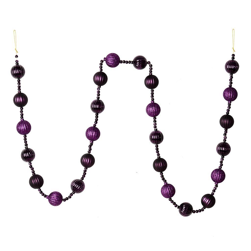 6' Periwinkle Stripe Ball Ornament Garland 1
