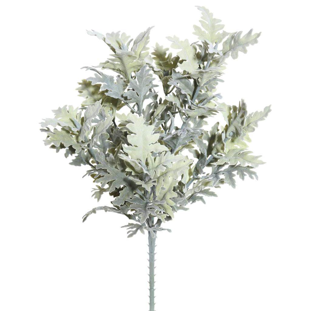 16" Artificial Green Flocked Dusty Miller Bush (2 pack) 1