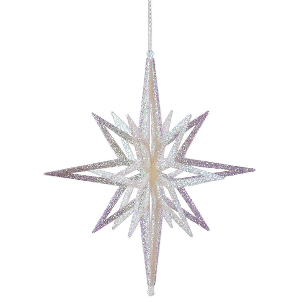 32" White Iridescent 3D Glitter Star Ornament 1