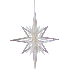 32" White Iridescent 3D Glitter Star Ornament 1
