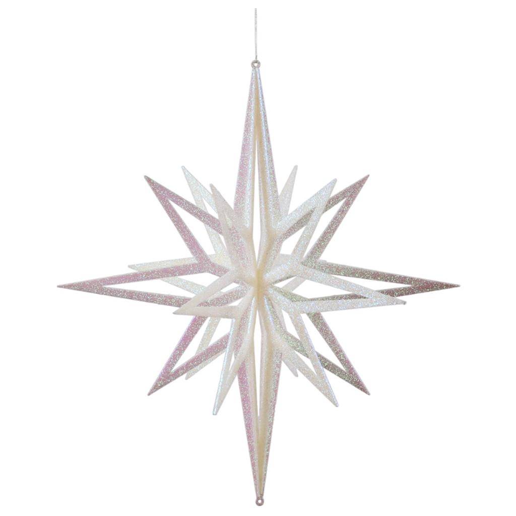 24" Champagne Iridescent 3D Glow Glitter Star Ornament 1