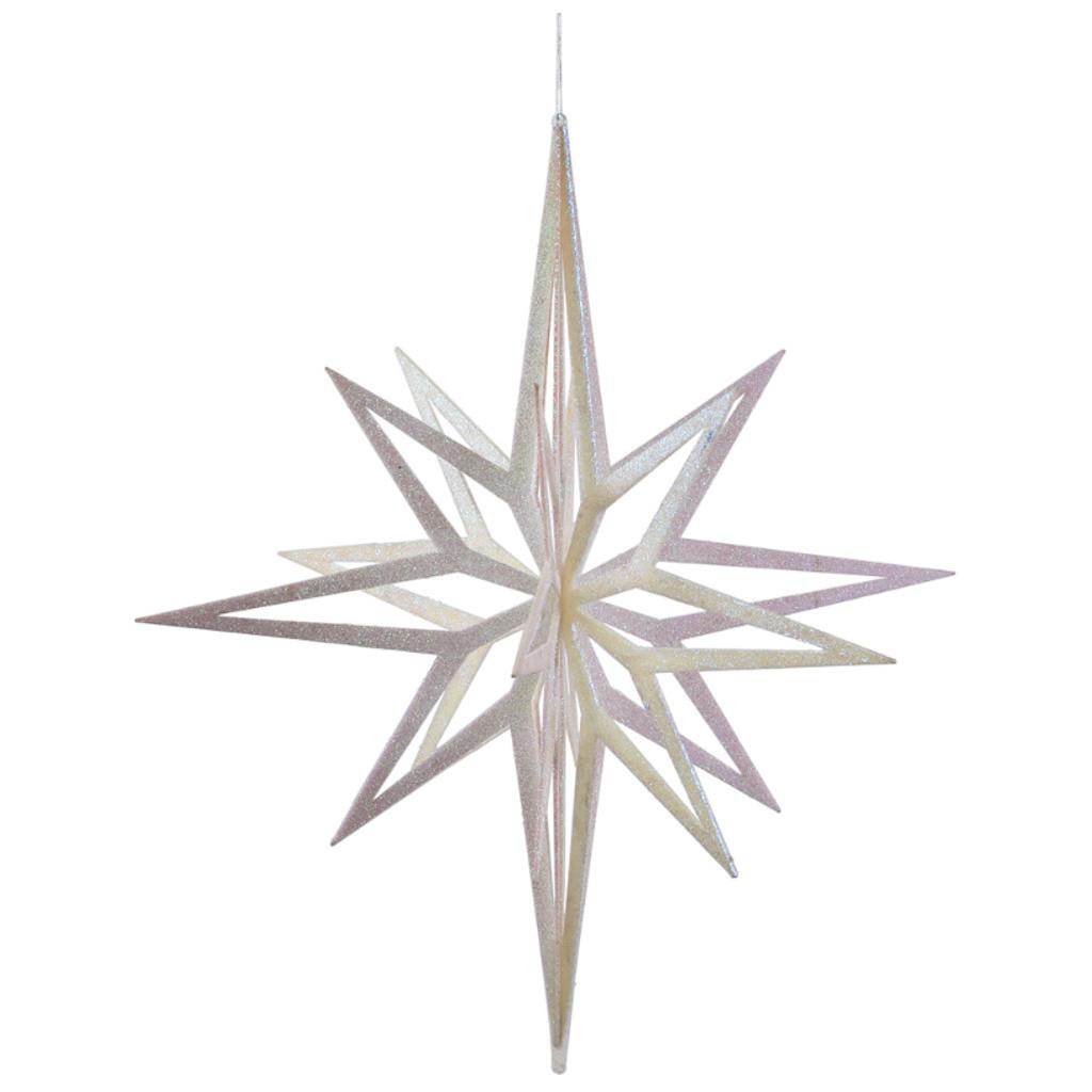 32" Champagne Iridescent 3D Glow Glitter Star Ornament 1