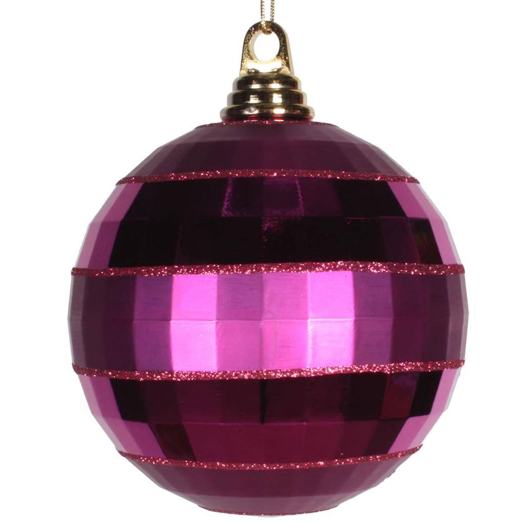 5.5" Magenta Shiny-Matte Mirror Ball Ornament 1