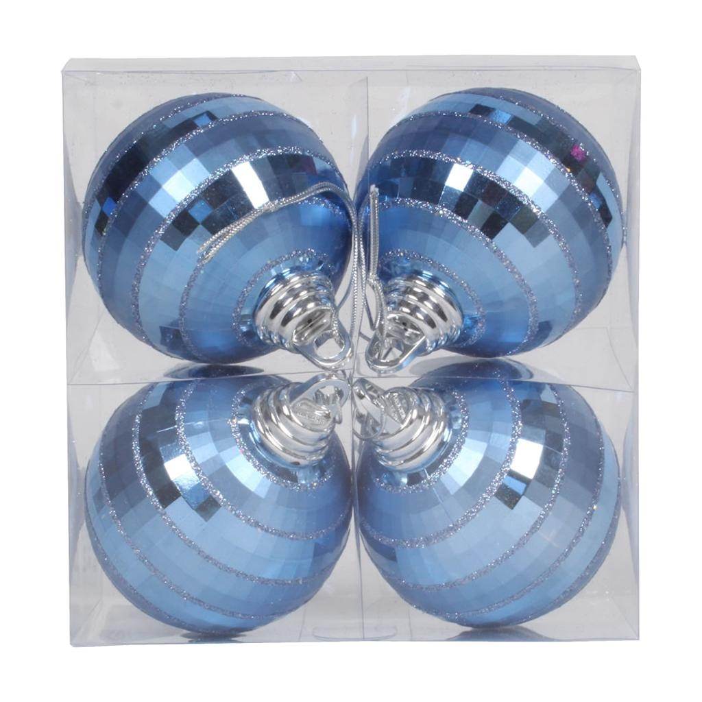 4" Periwinkle Shiny-Matte Mirror Ball Ornament (4 pack) 1
