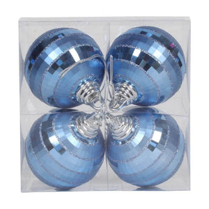 4" Periwinkle Shiny-Matte Mirror Ball Ornament (4 pack) 1