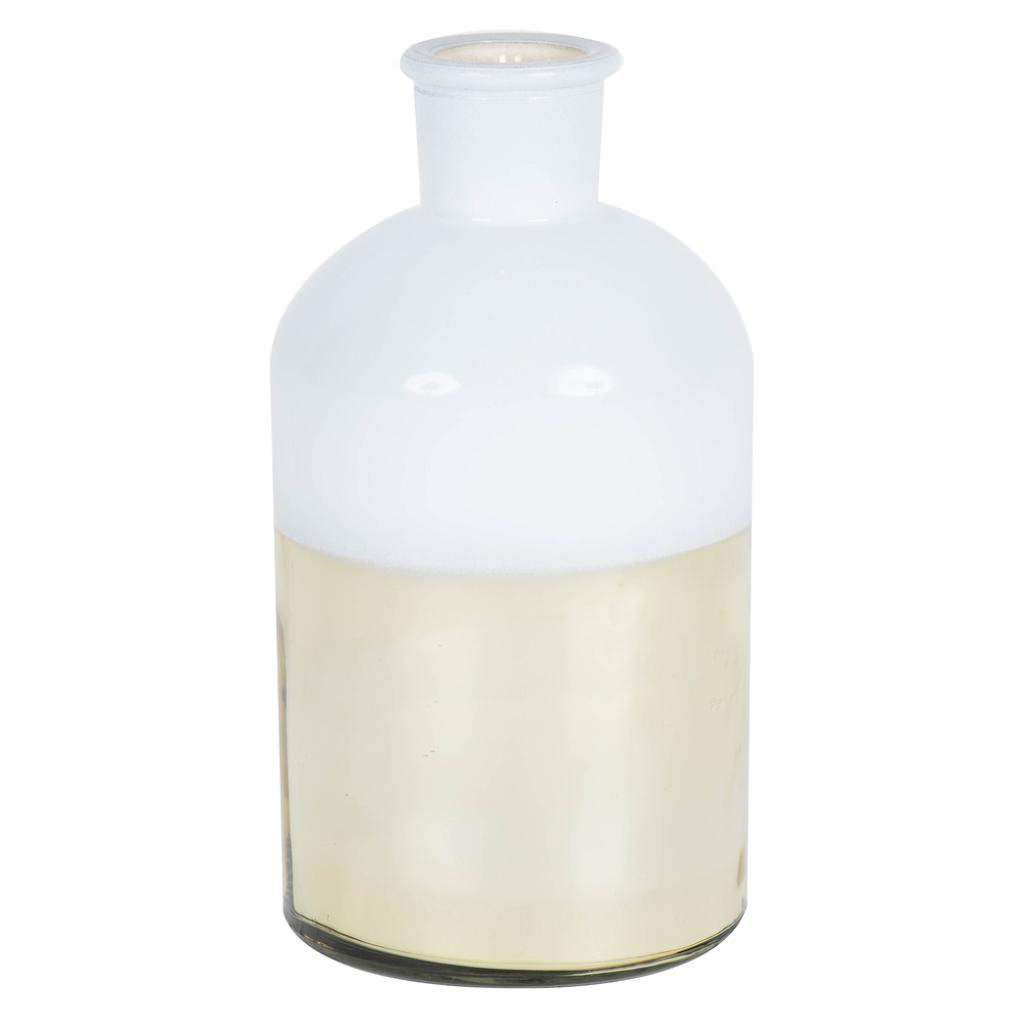 8" White Glass Bottle with Gold Base 1