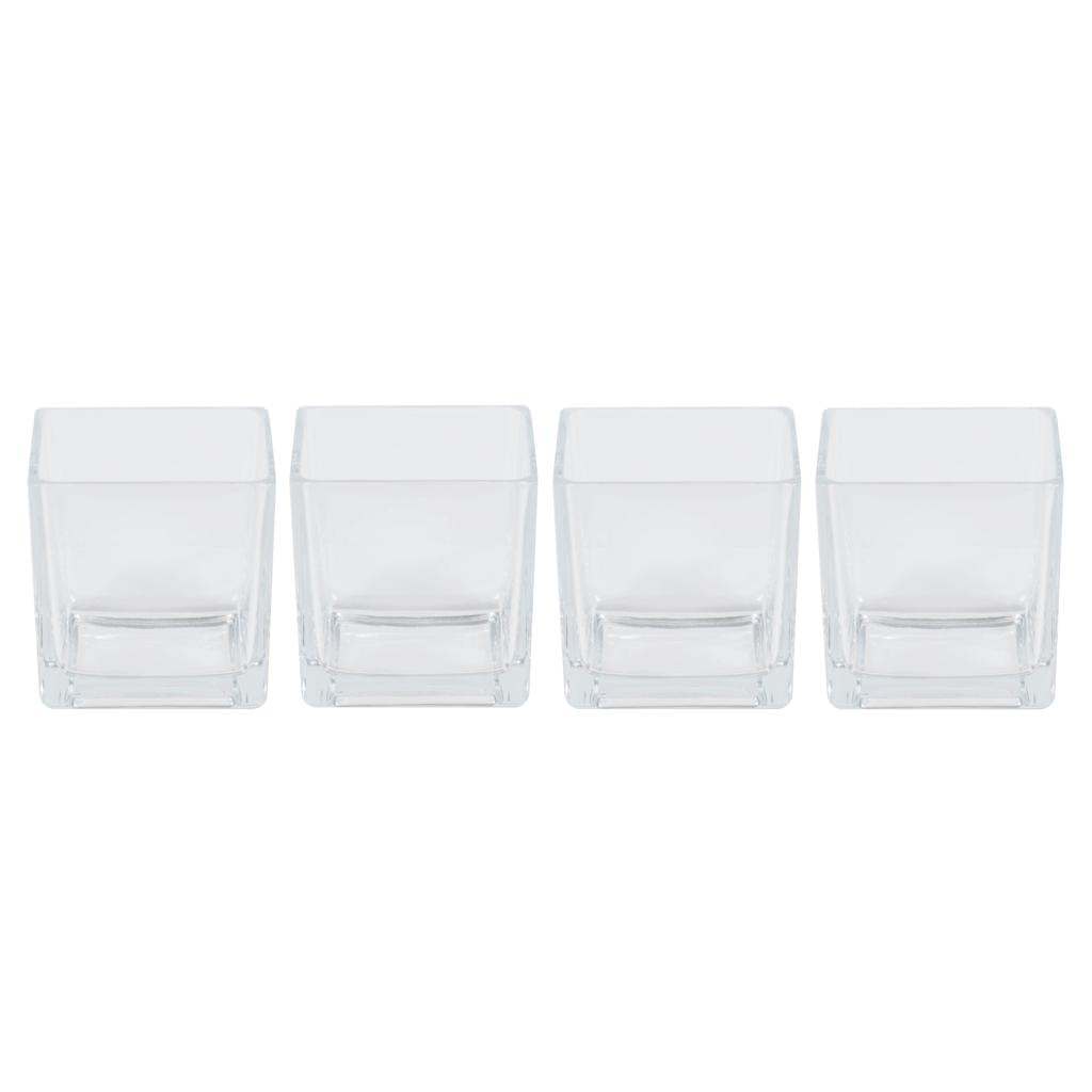 3" Clear Cube Glass Vase (Set of 4) 1