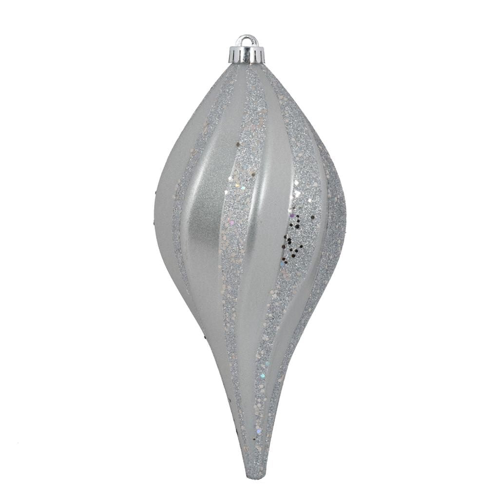 8" Silver Candy Swirl Drop Ornament (3 pack) 1